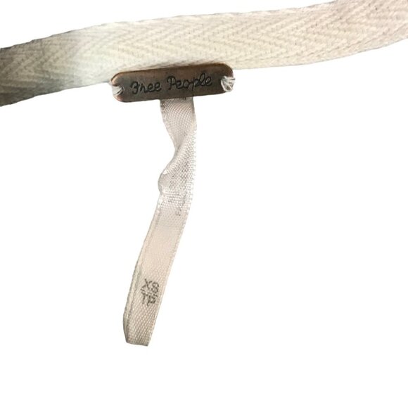 Free People White & Black Cotton Linen Blend Knit Crew Neck  Sweater Size XS - Picture 6 of 7